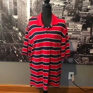 Red white & blue striped polo shirt